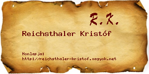Reichsthaler Kristóf névjegykártya